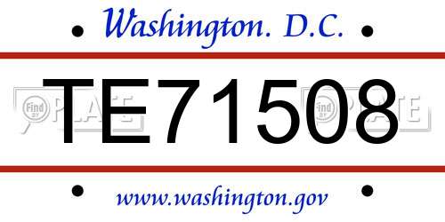 TE71508 District Of Columbia License Plate