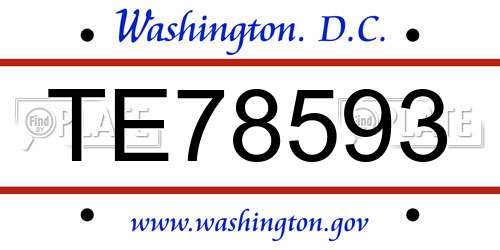TE78593 District Of Columbia License Plate