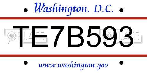 TE7B593 District Of Columbia License Plate