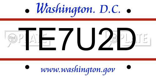 TE7U2D District Of Columbia License Plate