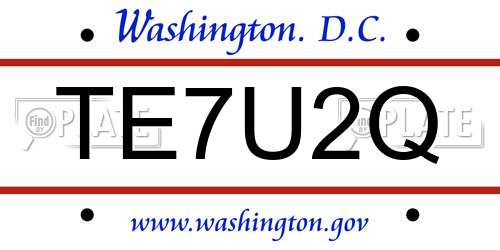 TE7U2Q District Of Columbia License Plate