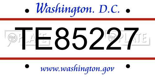 TE85227 District Of Columbia License Plate