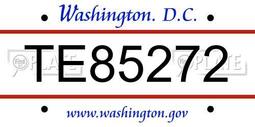 TE85272 District Of Columbia License Plate