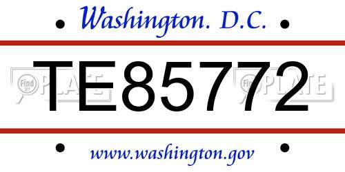 TE85772 District Of Columbia License Plate