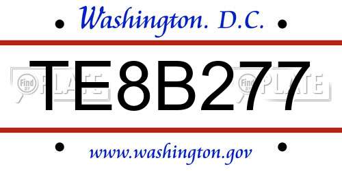 TE8B277 District Of Columbia License Plate