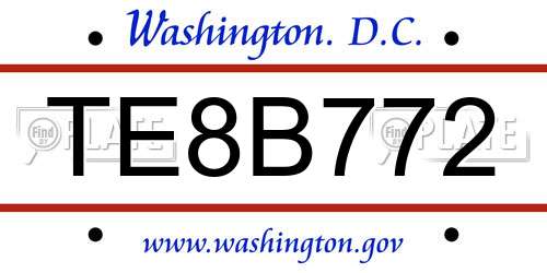 TE8B772 District Of Columbia License Plate