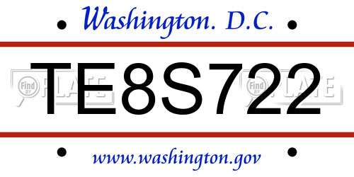TE8S722 District Of Columbia License Plate