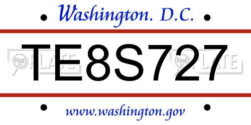 TE8S727 District Of Columbia License Plate