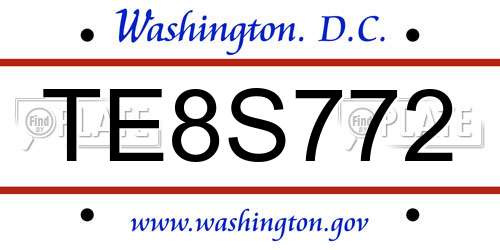 TE8S772 District Of Columbia License Plate