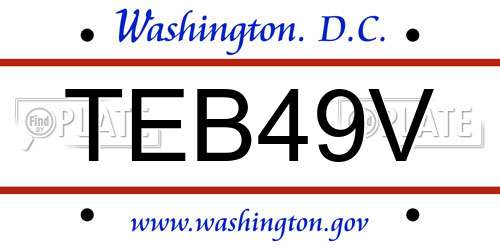 TEB49V District Of Columbia License Plate