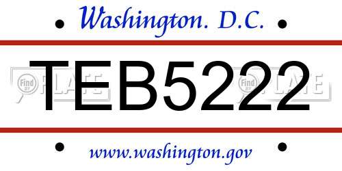 TEB5222 District Of Columbia License Plate