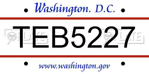 TEB5227 District Of Columbia License Plate