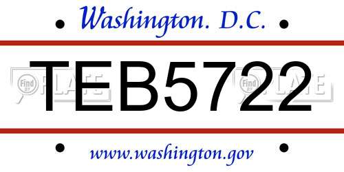 TEB5722 District Of Columbia License Plate