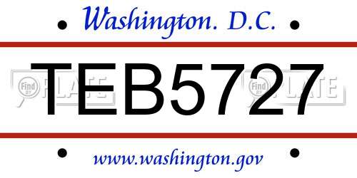 TEB5727 District Of Columbia License Plate