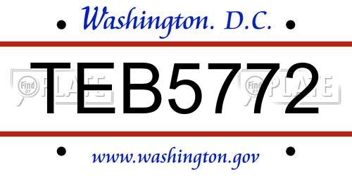 TEB5772 District Of Columbia License Plate