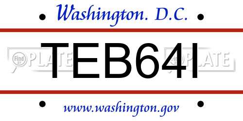 TEB64I District Of Columbia License Plate