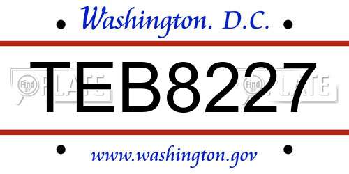 TEB8227 District Of Columbia License Plate