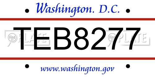 TEB8277 District Of Columbia License Plate