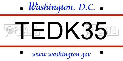 TEDK35 District Of Columbia License Plate