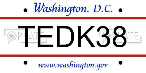 TEDK38 District Of Columbia License Plate