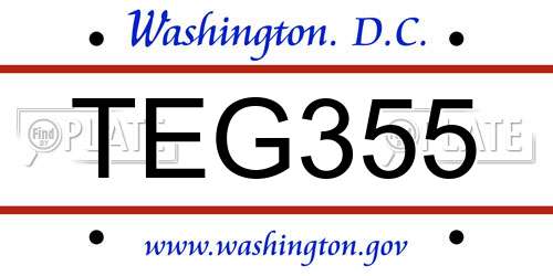 TEG355 District Of Columbia License Plate