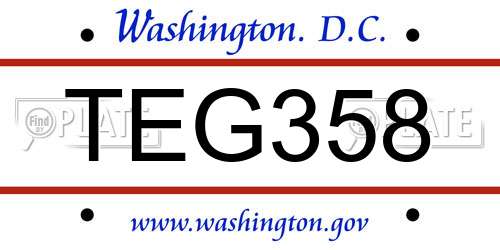 TEG358 District Of Columbia License Plate