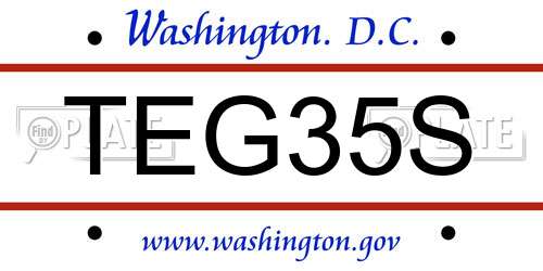 TEG35S District Of Columbia License Plate