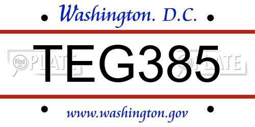 TEG385 District Of Columbia License Plate