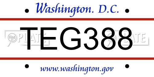 TEG388 District Of Columbia License Plate