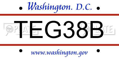 TEG38B District Of Columbia License Plate