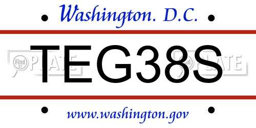 TEG38S District Of Columbia License Plate