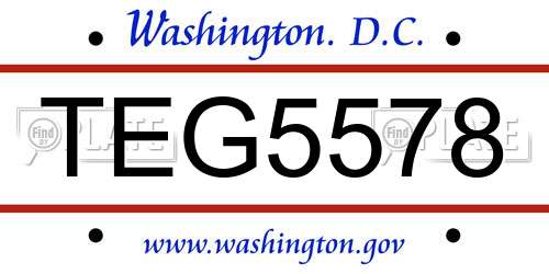 TEG5578 District Of Columbia License Plate