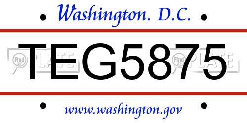 TEG5875 District Of Columbia License Plate