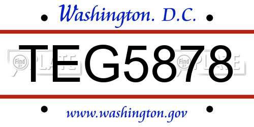 TEG5878 District Of Columbia License Plate