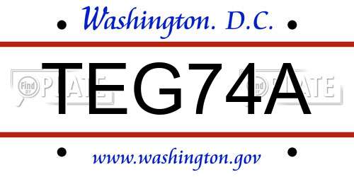 TEG74A District Of Columbia License Plate