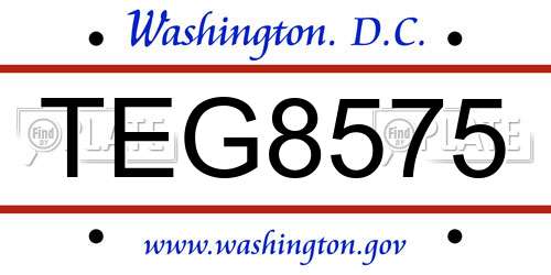 TEG8575 District Of Columbia License Plate