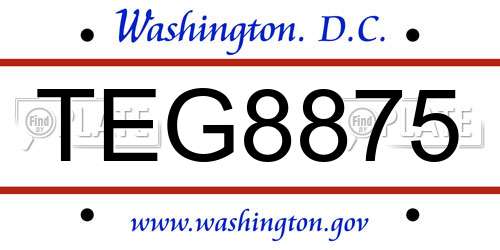 TEG8875 District Of Columbia License Plate
