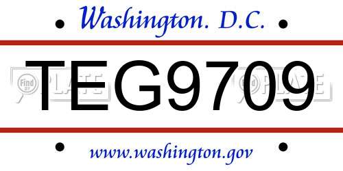 TEG9709 District Of Columbia License Plate