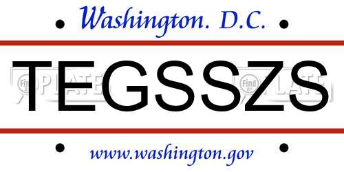 TEGSSZS District Of Columbia License Plate
