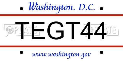 TEGT44 District Of Columbia License Plate