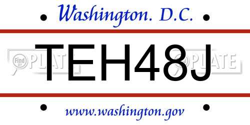 TEH48J District Of Columbia License Plate