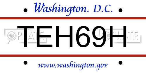TEH69H District Of Columbia License Plate