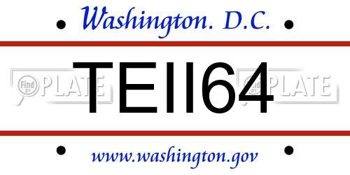 TEII64 District Of Columbia License Plate