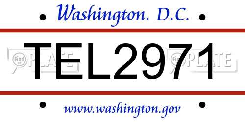TEL2971 District Of Columbia License Plate