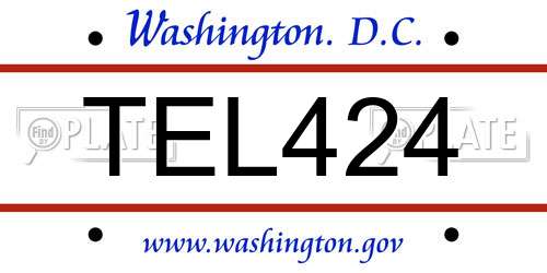 TEL424 District Of Columbia License Plate