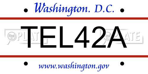 TEL42A District Of Columbia License Plate