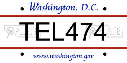 TEL474 District Of Columbia License Plate
