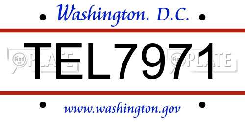 TEL7971 District Of Columbia License Plate