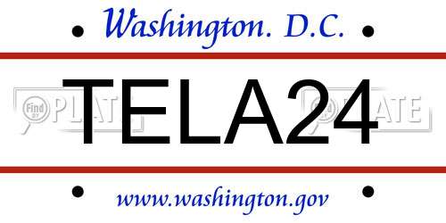 TELA24 District Of Columbia License Plate