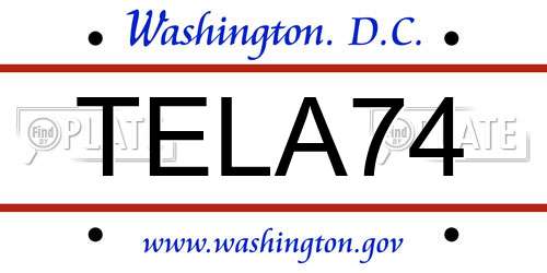 TELA74 District Of Columbia License Plate